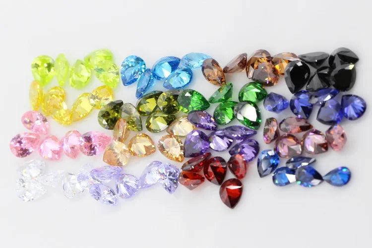 Cubic Zirconia Stone Multicolor Pear Shape Brilliant Cut Loose CZ Stones Synthetic Gems Beads For Jewelry 2x3~13x18mm AAAAA
