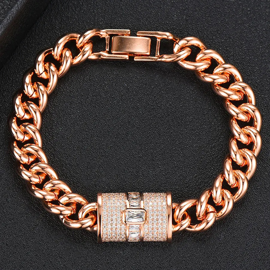 Luxury Chunky Link Bracelet For Women Wedding Full Cubic Zircon Crystal CZ Dubai Bracelet Party Jewelry 2020
