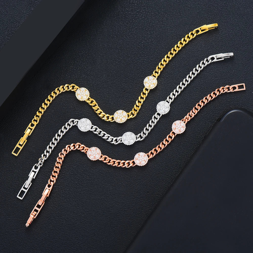 New HIPHOP Iced out Cuban Links STACK BRACELET Jewelry For Women Wedding Party Cubic Zircon aretes de mujer modernos 2021