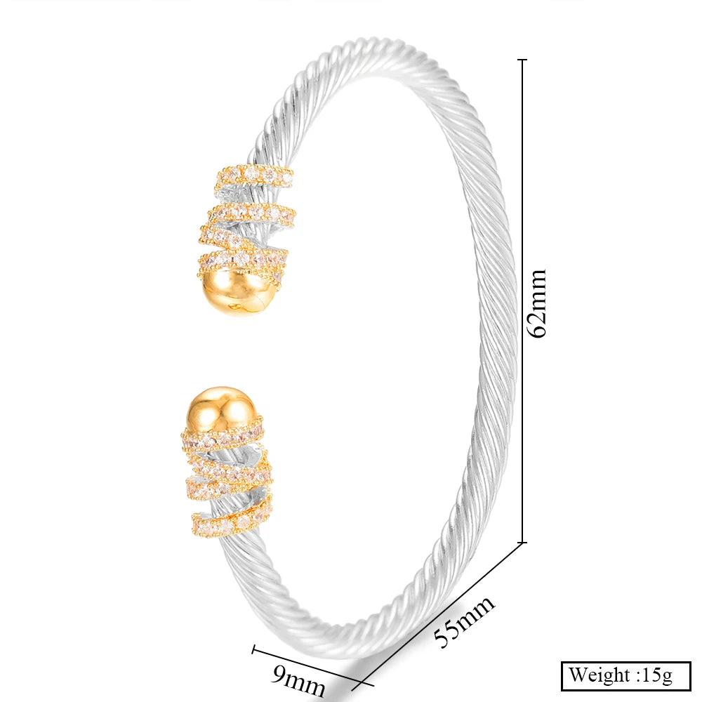 Trendy Luxury Stackable Bangle Cuff For Women Wedding Full Cubic Zircon Crystal CZ Dubai Bracelet Party Jewelry 2023