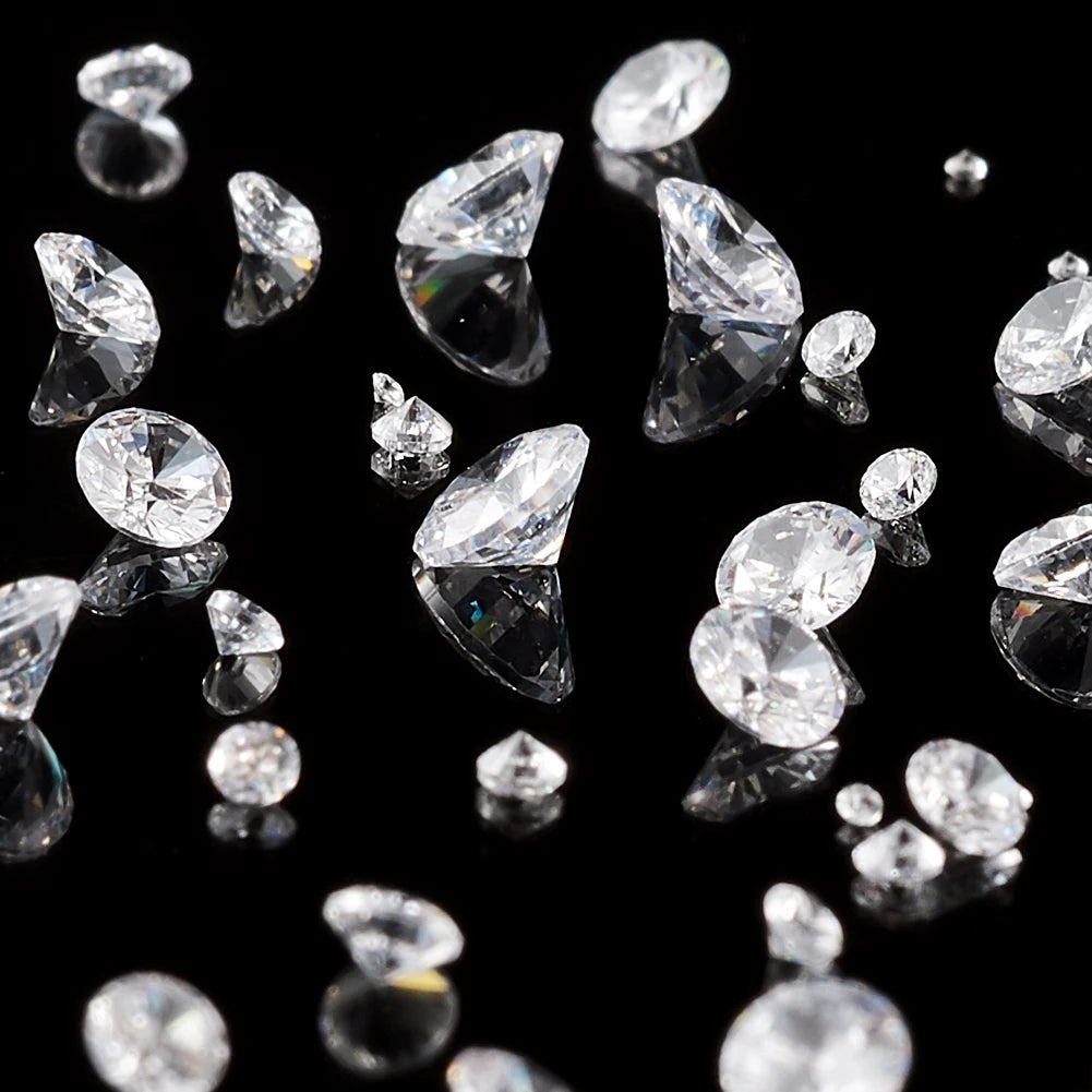 50pcs/set 1~5mm Grade A Clear Faceted Brilliant Cubic Zirconia Stones Loose Beads For Cabochons Jewelry Making DIY