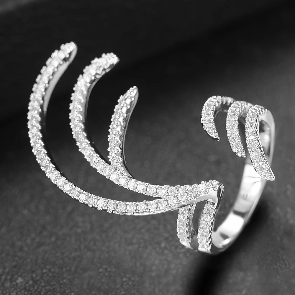 Trendy Angel Wing Statement Stacks Rings for Women Cubic Zircon Finger Rings Beads Ring Boho Beach Jewelry