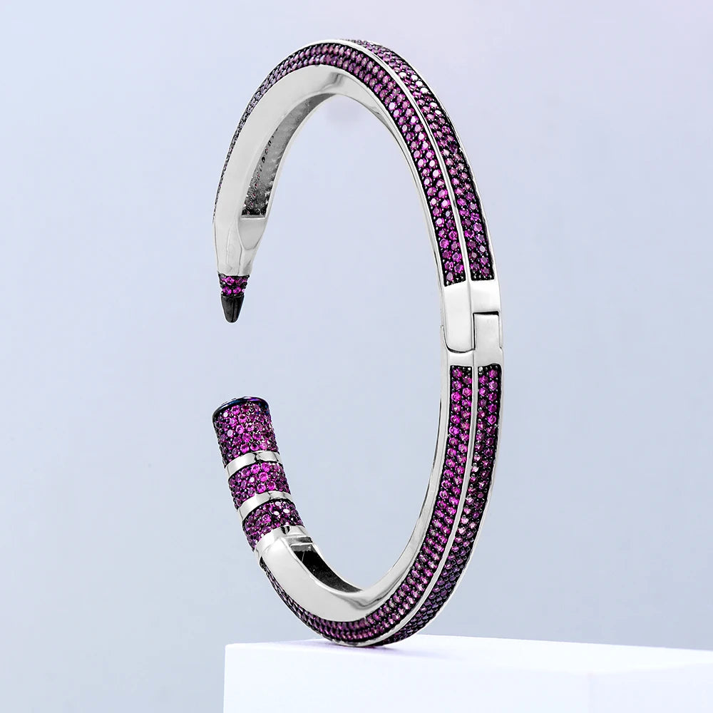 Trendy Pencil Designs Bangle Cuff For Women Wedding Full Cubic Zircon Crystal CZ Dubai Silver Color Party Bracelet 2022