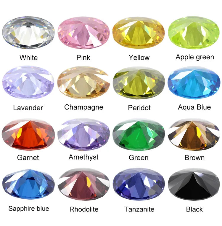 Cubic Zirconia Stone Multicolor Oval Shape Brilliant Cut Loose CZ Stones Synthetic Gems Beads For Jewelry 2x3~13x18mm AAAAA