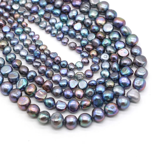Natural Freshwater Pearl Horizontal Hole Black Pearls Loose Beads For DIY Necklace Bracelet Jewelry Making Findings 14'' Strand