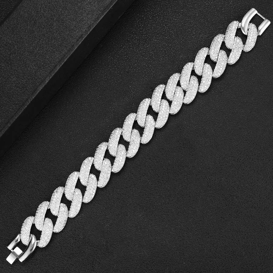 Luxury Chunky Link Bracelet For Women Wedding Full Cubic Zircon Crystal CZ Dubai Bracelet Party Jewelry 2020