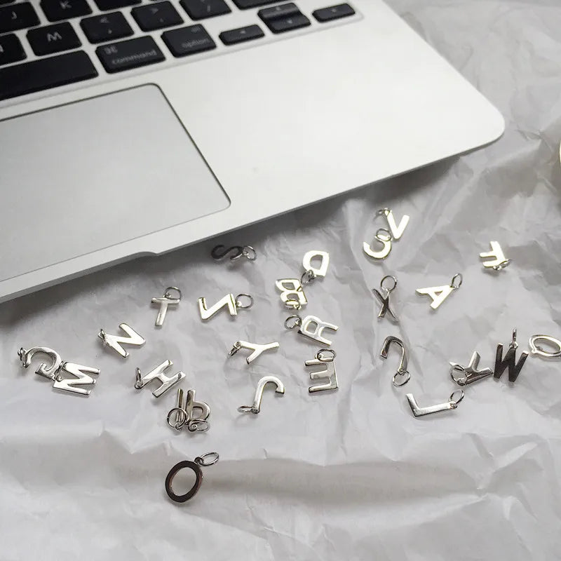 Trustdavis Genuine 925 Sterling Silver Fashion Sweet 26 Letters Pendant For Women Girls Wish Fine DIY Accessories Jewelry DS837