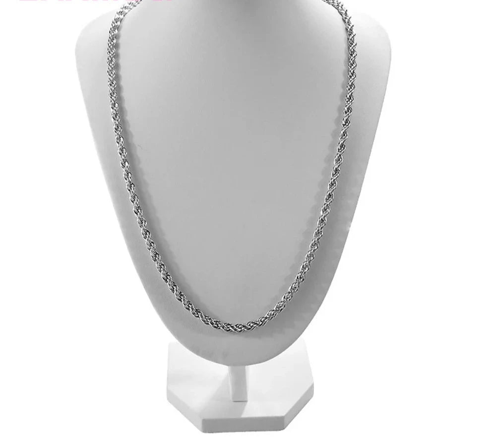 Top Sale Fine 925 Sterling Silver Popcorn Link Chain Necklace for Male Female Unisex Jewelry 3mm Twisted Rope Collar 16-30 Inch