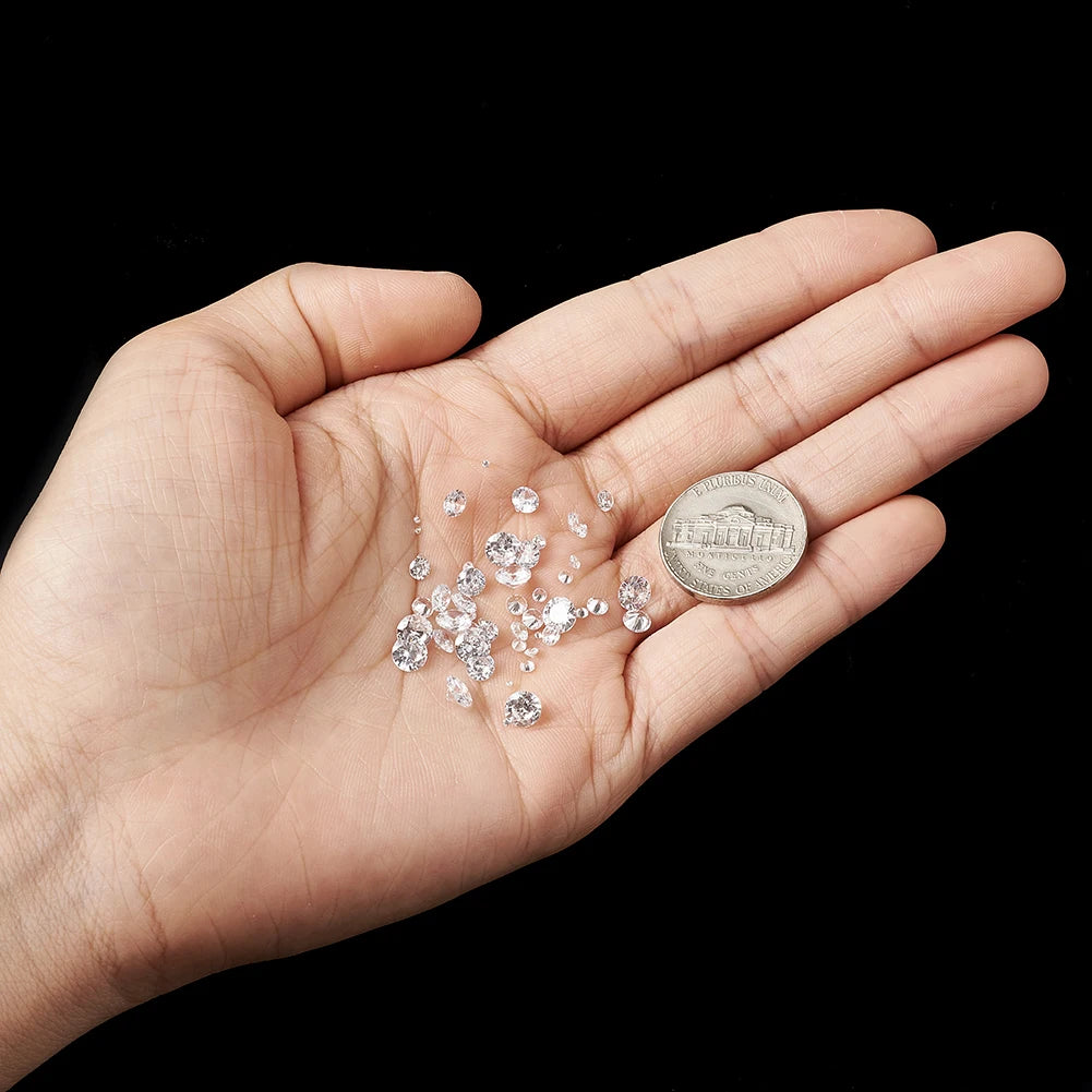 50pcs/set 1~5mm Grade A Clear Faceted Brilliant Cubic Zirconia Stones Loose Beads For Cabochons Jewelry Making DIY
