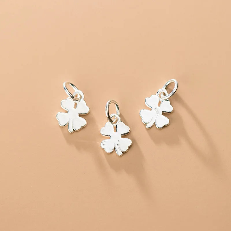 925 Sterling Silver Pretty Lucky Clover Pendants Women Men Good Luck Handmade Silver Charms Fit Bracelets DIY Jewelry Making
