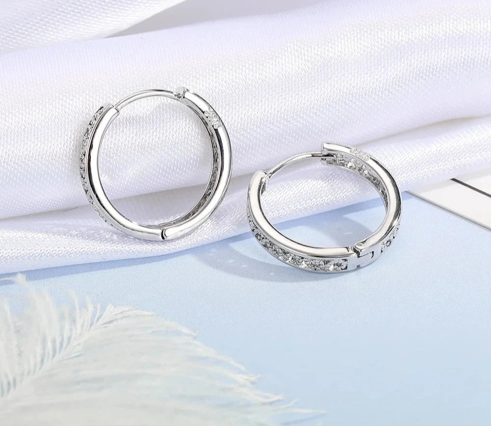 100% Real 925 Sterling Silver Earrings Statement Heart Star Square Round Geometric Hoop Flexible Earwire Leverback Women Jewelry