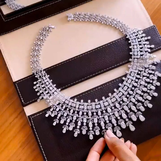 4PCS Luxury WATERDROP Big Statement Jewelry set For Women Wedding Cubic Zircon CZ African Dubai Bridal Jewelry