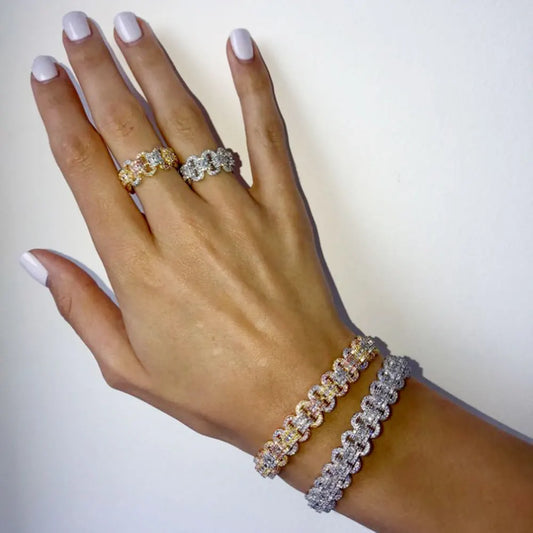 Trendy Luxury Stackable Bangle For Women Wedding Full AAA Cubic Zircon Crystal CZ Dubai Bridal Bracelet Party Jewelry 2020