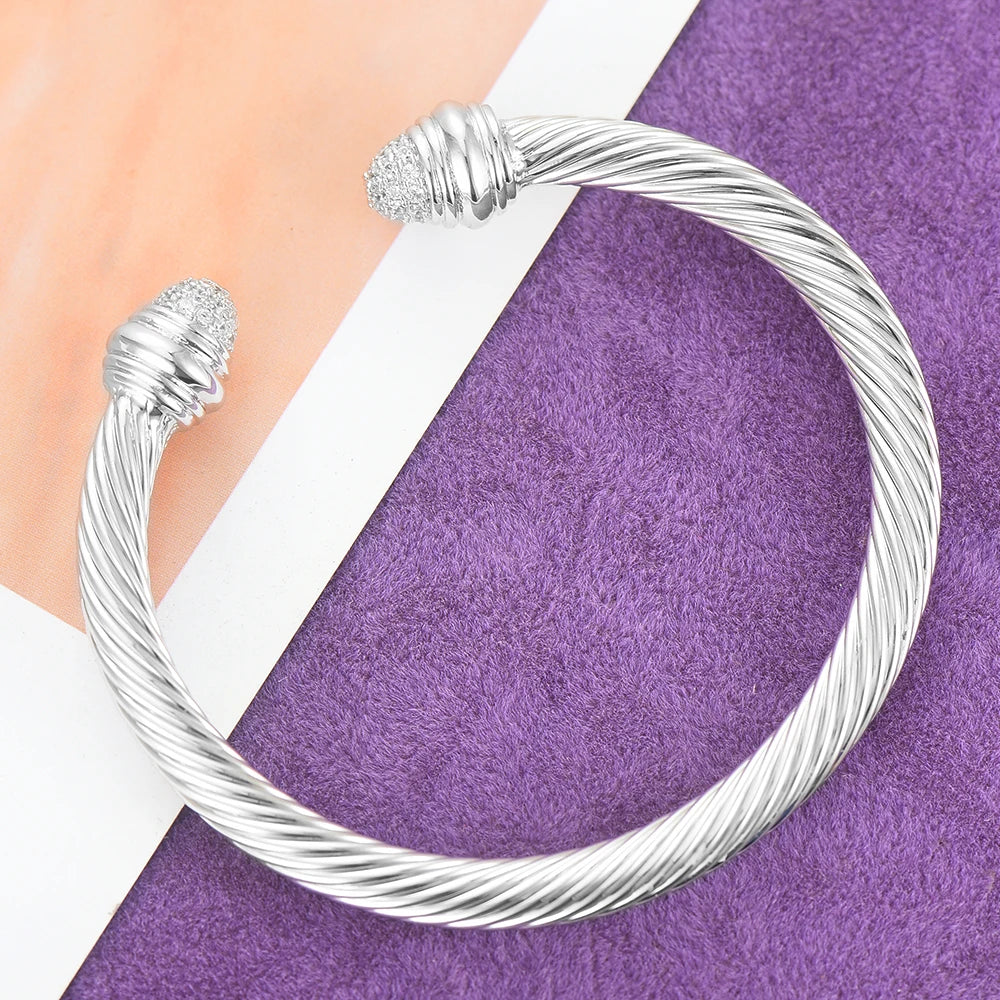 Trendy Luxury Stackable Bangle Cuff For Women Wedding Full Cubic Zircon Crystal CZ Dubai Bracelet Party Jewelry 2023