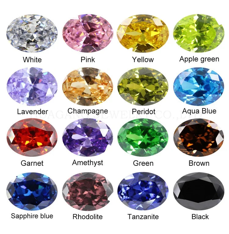 Cubic Zirconia Stone Multicolor Oval Shape Brilliant Cut Loose CZ Stones Synthetic Gems Beads For Jewelry 2x3~13x18mm AAAAA