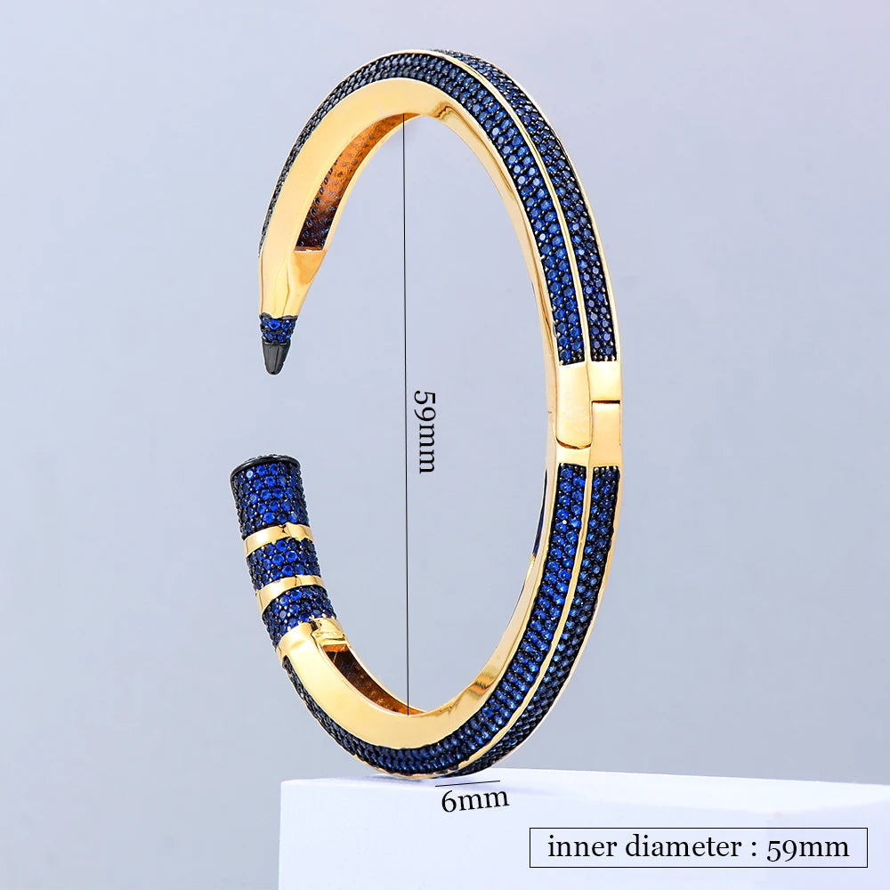 Original Mix Match Stackable Pencil Bangle For Women Bridal Wedding Cubic Zircon Open Dubai Bracelet Party Jewelry