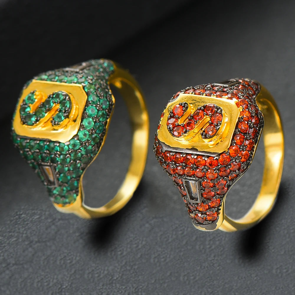Luxury Initial Rings Geometry Cubic Zironium Engagement Dubai Naija Bridal Finger Rings Jewelry Addiction