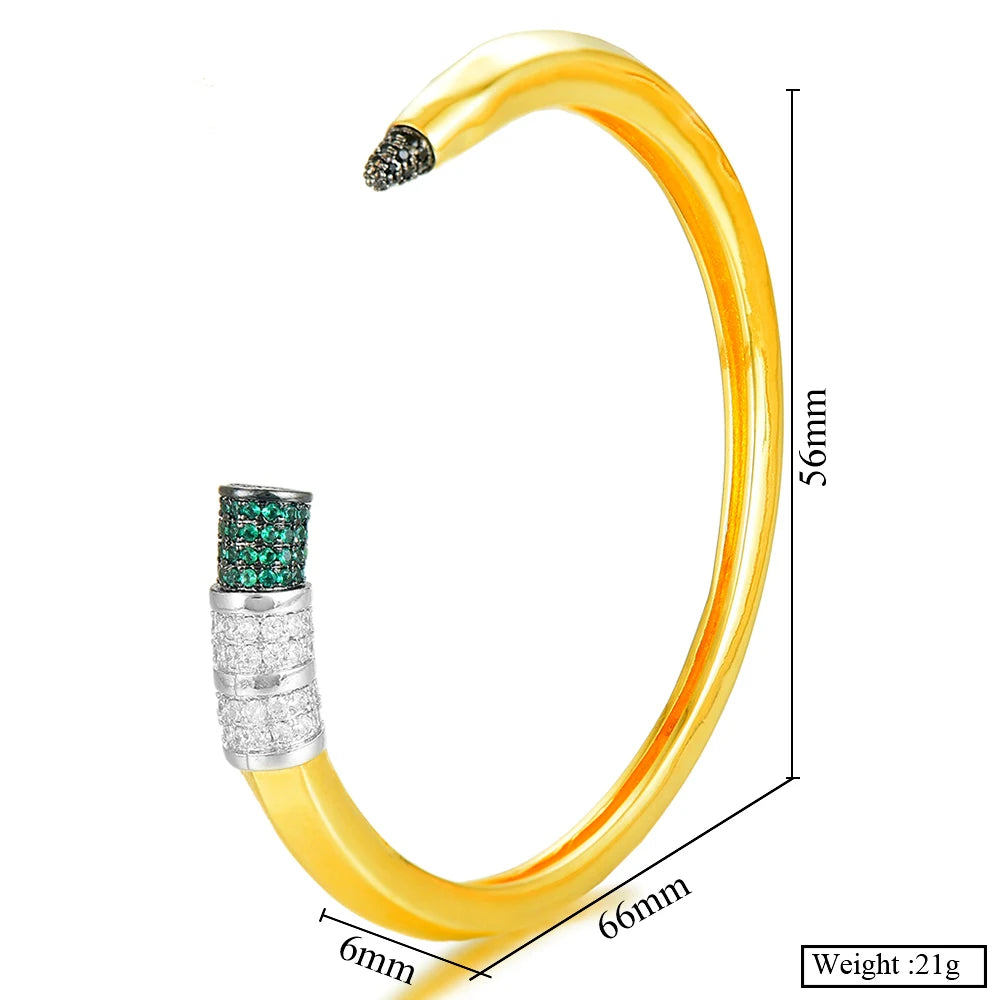 Trendy Pencil Designs Bangle Cuff For Women Wedding Full Cubic Zircon Crystal CZ Dubai Silver Color Party Bracelet 2022