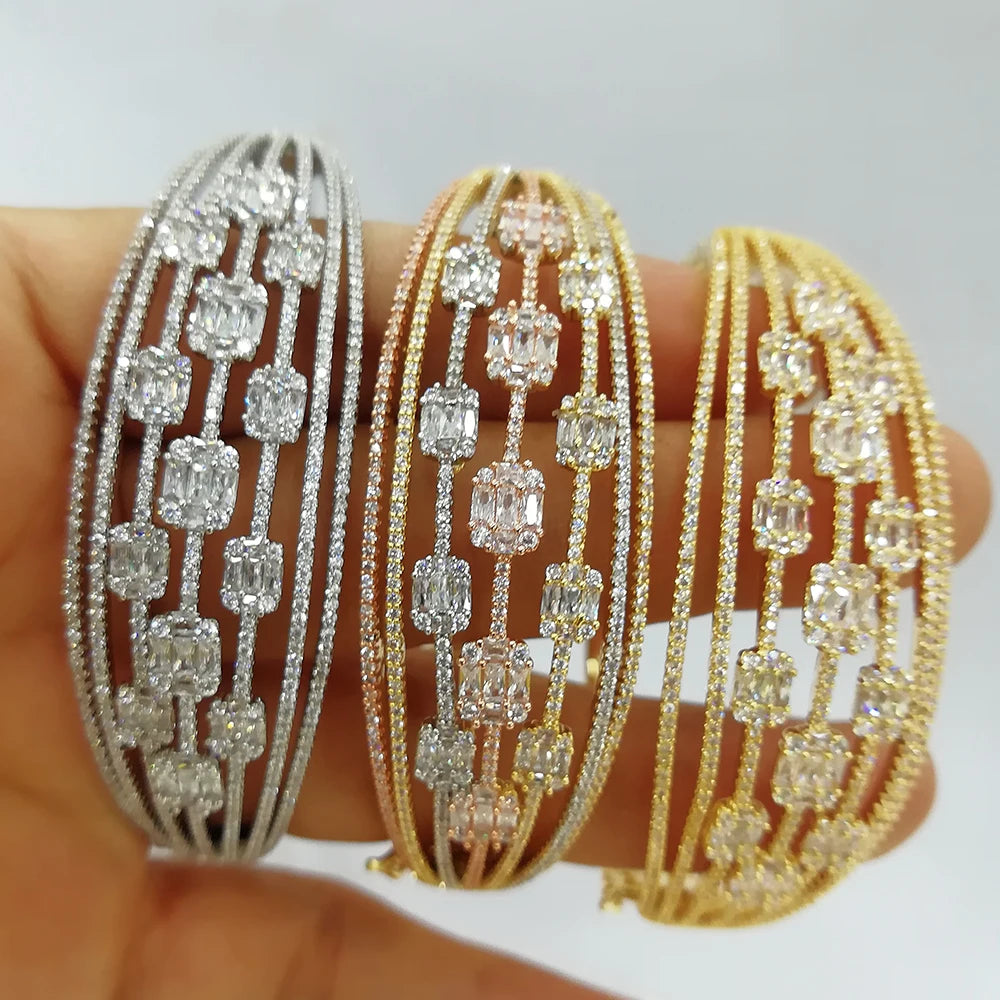 NEW LUXURY Crossover 7 ROWS  Bracelet Bangle For Women Wedding Party Zircon Crystal Engagement DUBAI Bridal Jewelry Gifts