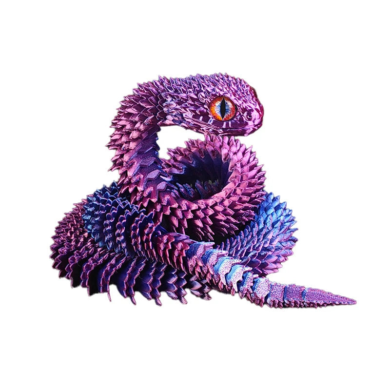 3D Printed Snake Model Viper Snake Figurine Movable Joint Simulation Toys Creative Desktop Car Ornaments Colorful Crafts