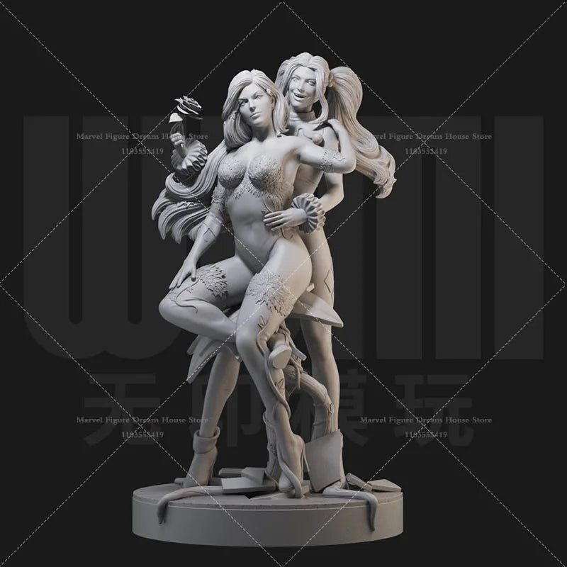 1/24 1/18 Scale DC Little Ugly Girl Harley Quinn Poison Ivy Pamela Villain Group DIY Self-assembled GK 3D Resin Un-panited Doll