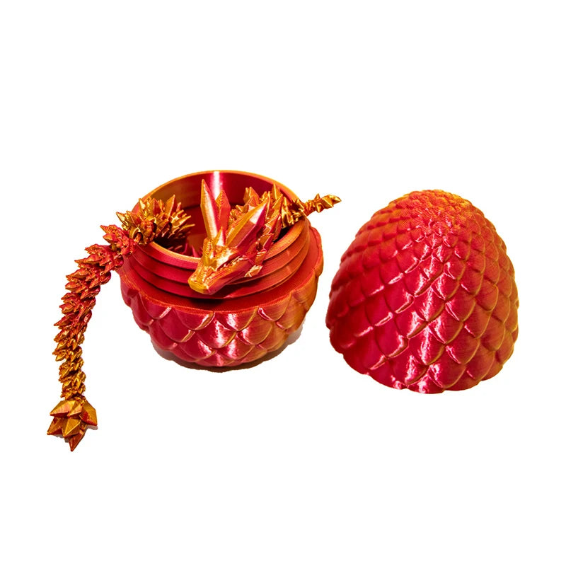 3D Printed Gem Dragon Egg Rotatable Articulated Dragons Toys Desktop Craft Ornament Gifts for Kids Office Home Table Decor