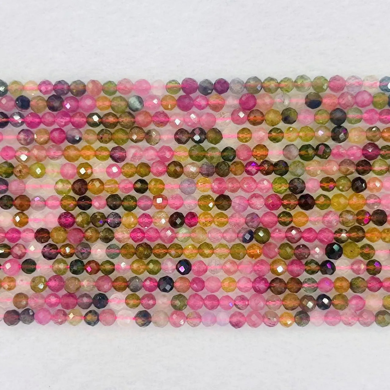 100% Noble Natural Ranbow Tourmaline Stone Gemstone 3MM Round Faceted Loose Spacer Beads Strands High Quality For DIY Jewelry