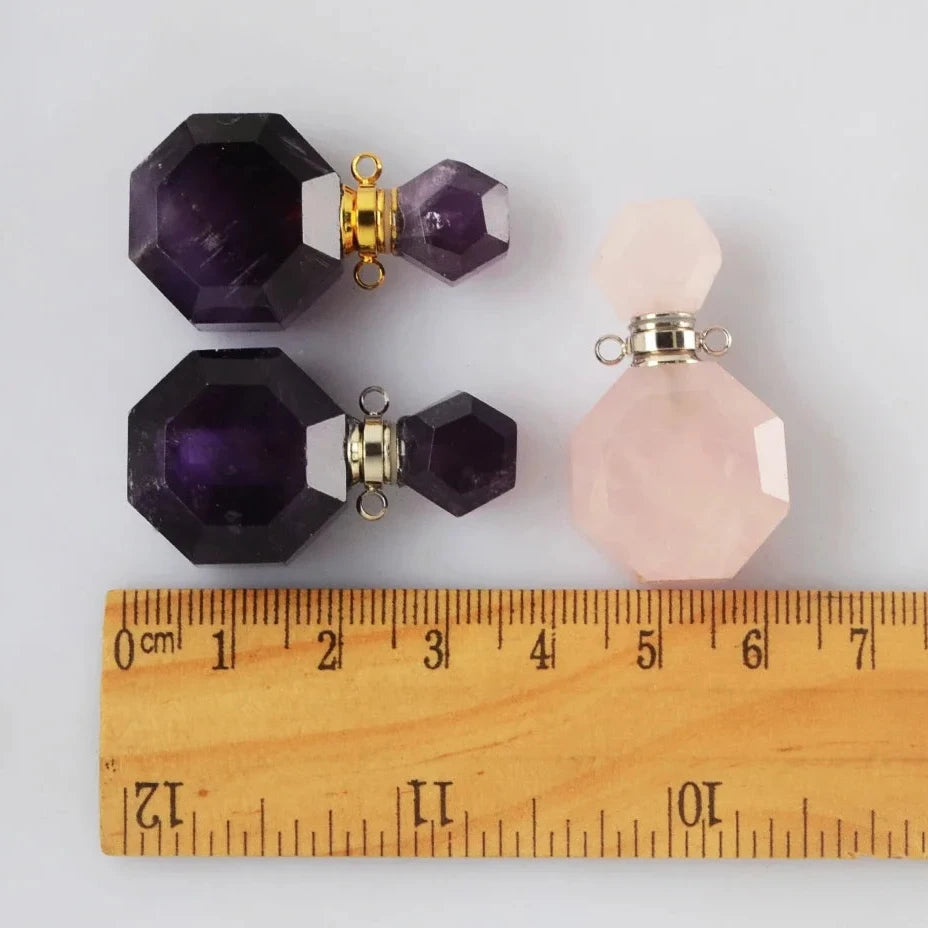 Natural Stone amethyst Perfume Bottle Diffuser for Necklace White Quartz Perfume Diffuser Pendant Necklace Making Jewelry