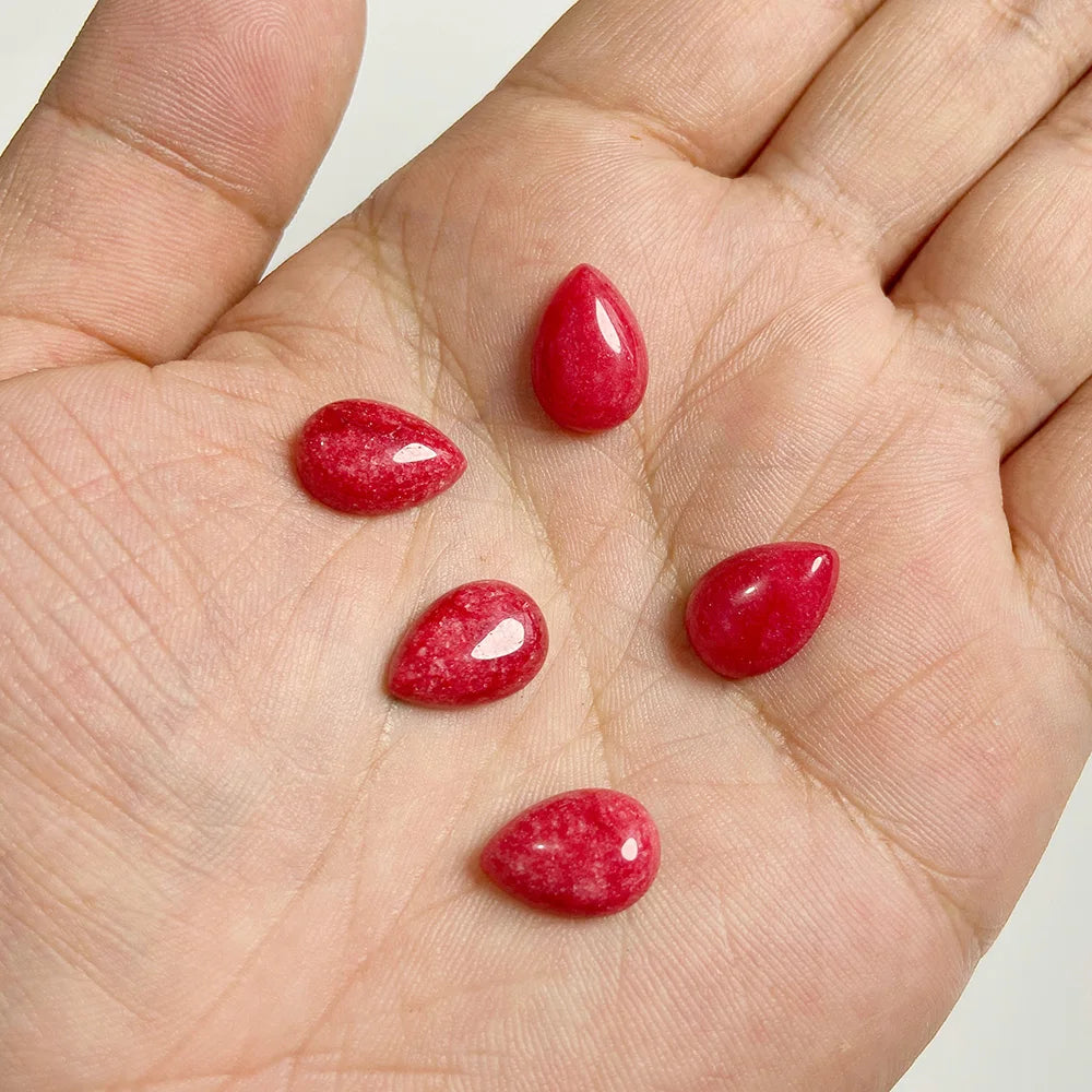 10x14mm Water Drop Shape Natural Stone Cabochons Beads Agate Crystal Opal Chalcedony Cabochons for Needlework DIY Jewelry Making