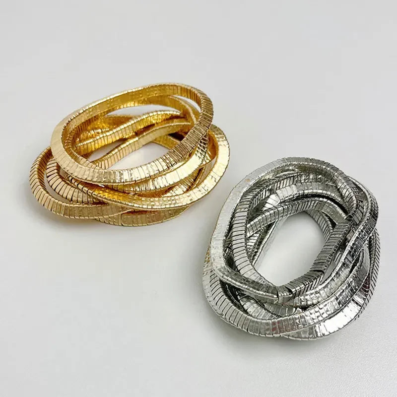 Modern Jewelry Popular Design Multi Layers Metal Stretch Bracelets For Women Party Gifts Fine Accessories 2024 Trend New
