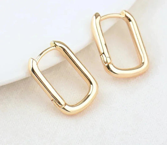 (2464)12x16.5MM 24K Gold Color Brass with Zircon Rectangle Earring Hoop Earring Clasp High Quality Jewelry Making Findings