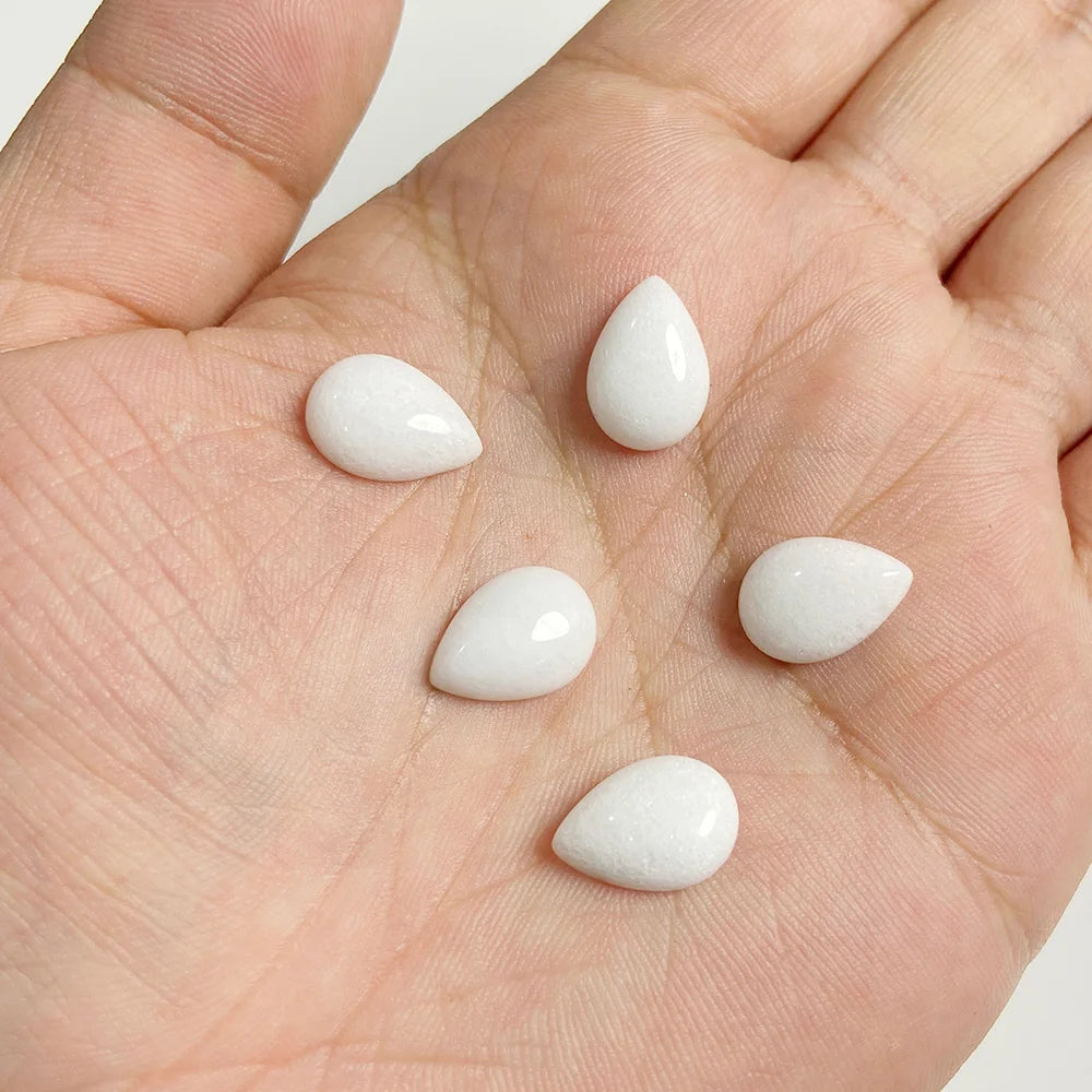 10x14mm Water Drop Shape Natural Stone Cabochons Beads Agate Crystal Opal Chalcedony Cabochons for Needlework DIY Jewelry Making