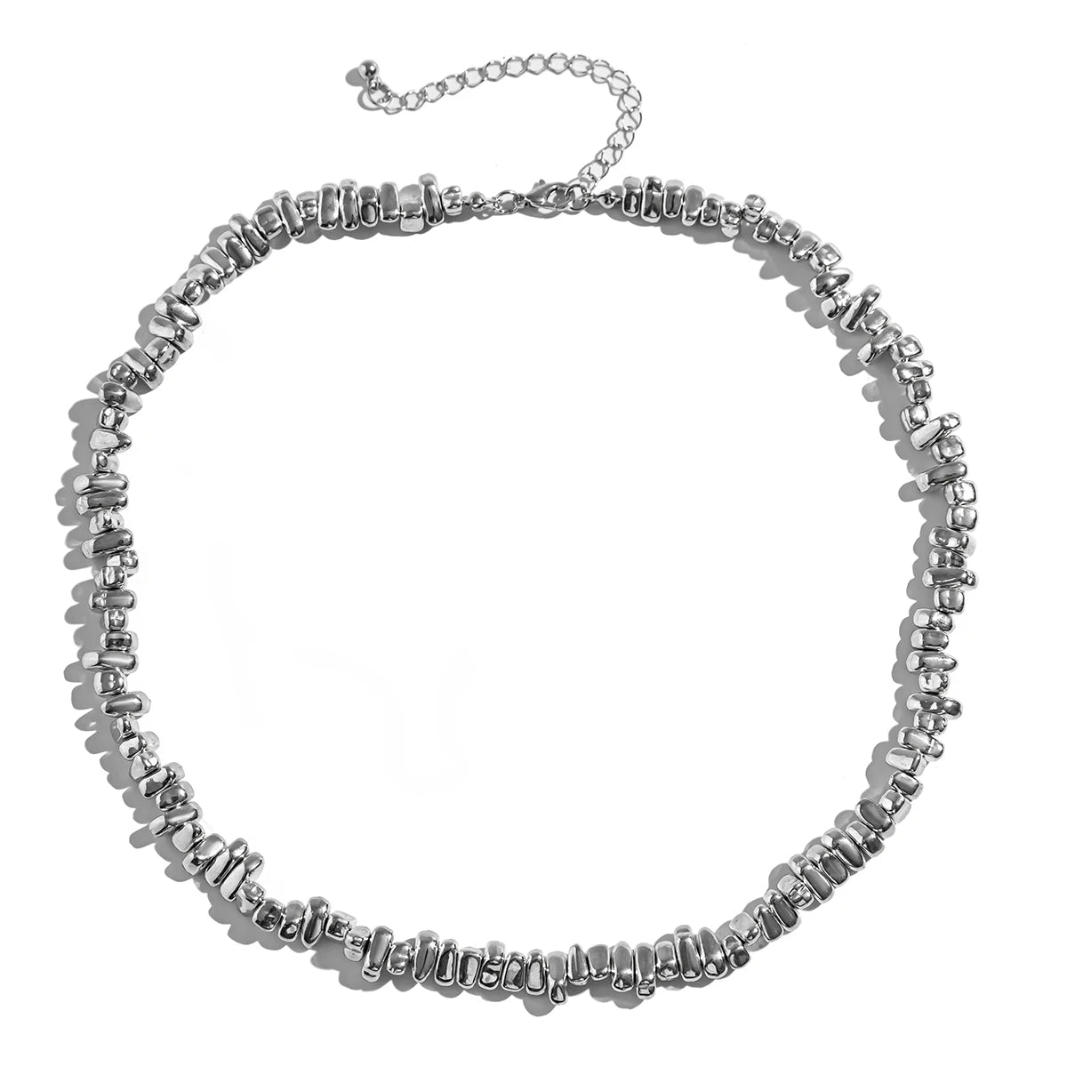 Hip Hop Irregular Beads Short Choker Necklace for Men Trend Silver Color CCB Beaded Collar Chain Male Jewelry on the Neck New