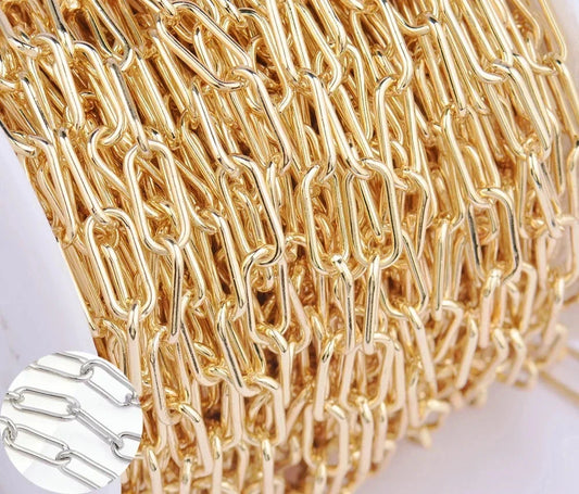 (4623)1 Meter Chain Link7.5x16.5MM 24K Gold Color Brass Necklace Chains Bracelet chains Quality Diy Jewelry Findings Accessories