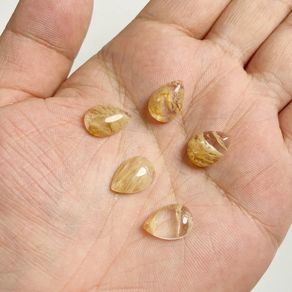 10x14mm Water Drop Shape Natural Stone Cabochons Beads Agate Crystal Opal Chalcedony Cabochons for Needlework DIY Jewelry Making