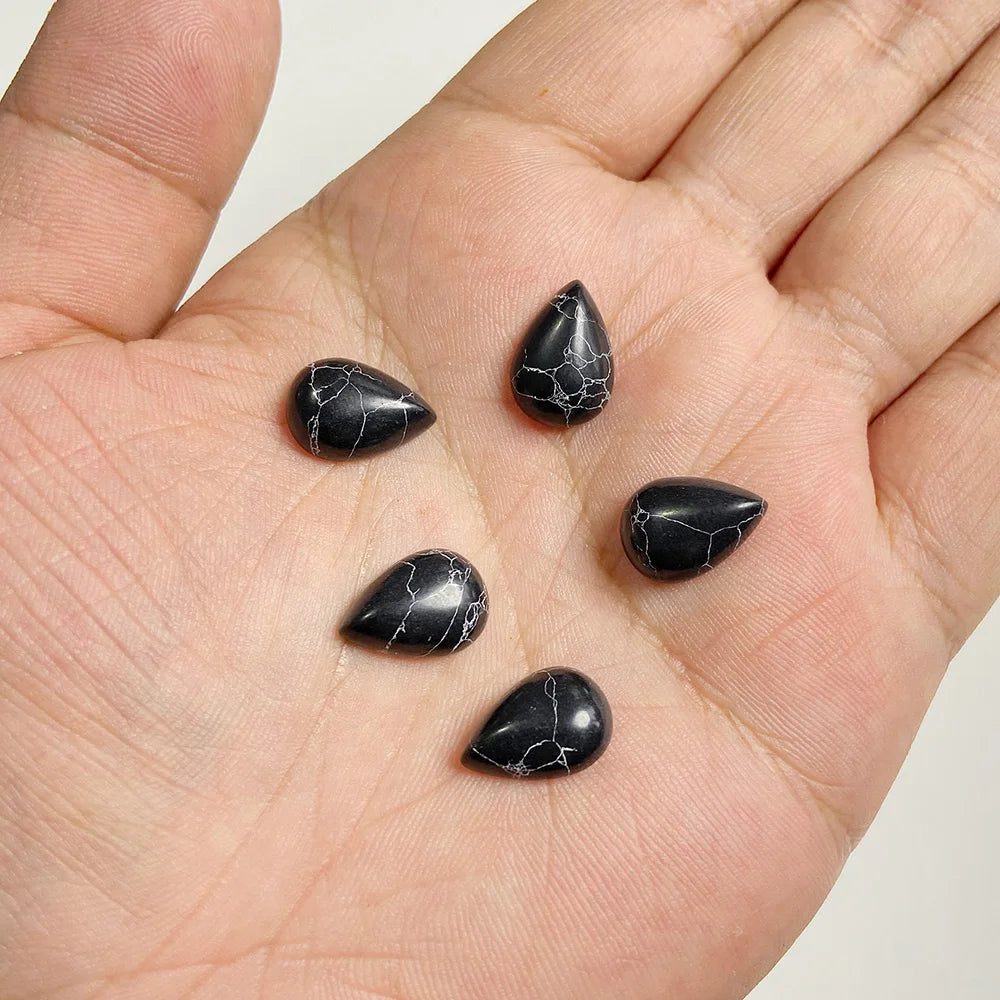 10x14mm Water Drop Shape Natural Stone Cabochons Beads Agate Crystal Opal Chalcedony Cabochons for Needlework DIY Jewelry Making