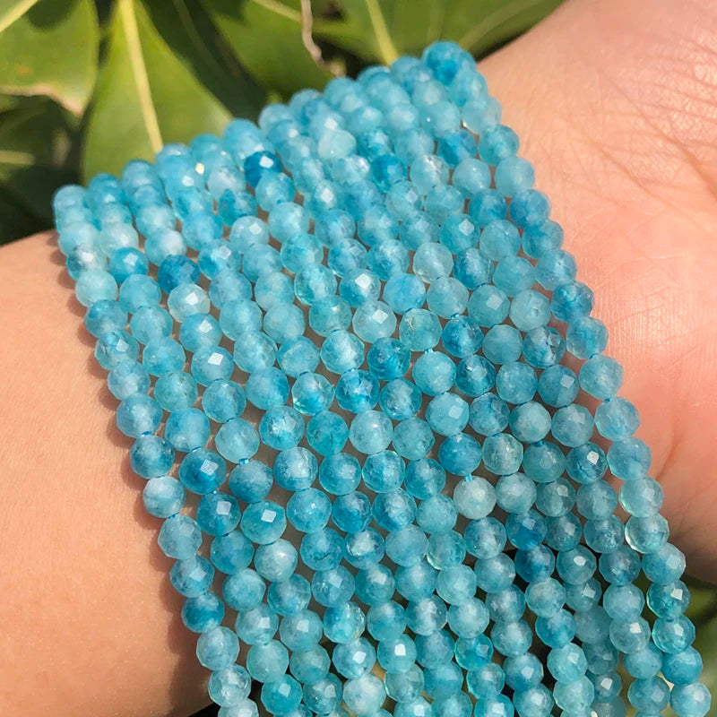 Natural Small Faceted 2mm 3mm 4mm Stone Beads Zircon Round Lapis Lazuli Red ruby Aquamarines Beads For DIY Jewelry Making 15''