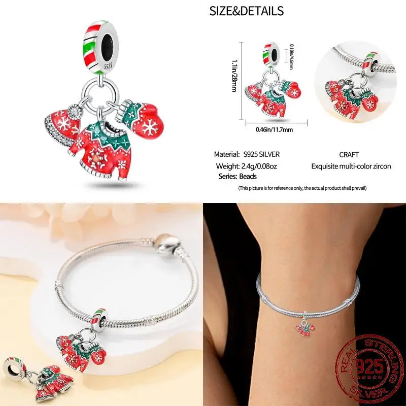 Fit Pandora 925 Original Bracelet 100% S925 Sterling Silver Christmas Series Charm For Women Jewelry DIY Bead Original New Item