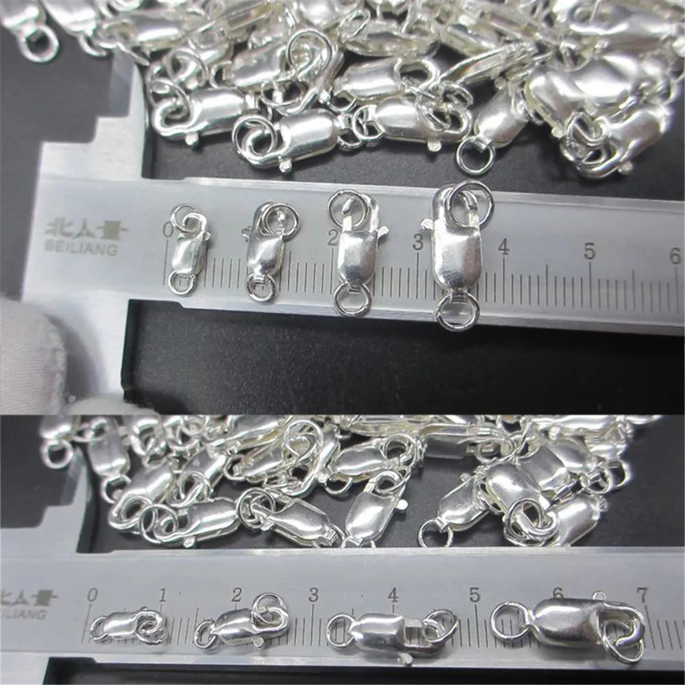 Simple Square Shape 925 Sterling Silver Lobser Clasps For Jewelry DIY Making Connectors Handmade Accessories