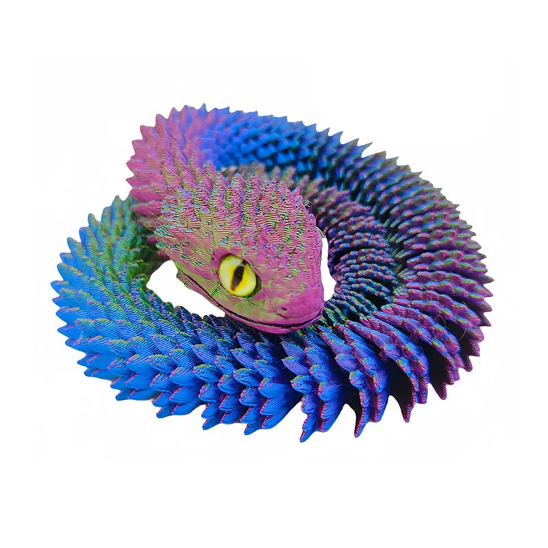 3D Printed Snake Model Viper Snake Figurine Movable Joint Simulation Toys Creative Desktop Car Ornaments Colorful Crafts
