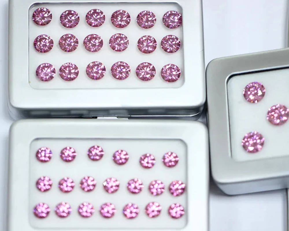[Full Size 0.8mm-30ct] Wholesale New Small Size Pink Loose Moissanites Stones D Color VVS1 Gemstone Lab Grown Moissanite Diamond