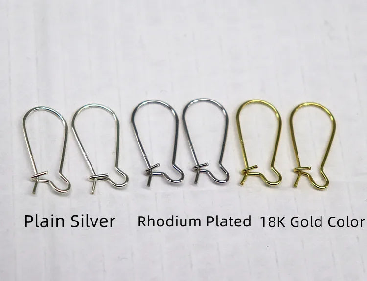07mm Earring Hook Solid 925 Sterling Silver Ear Wire Hoop DIY Jewelry Making Accessories Supplies Kidney Shaped 1Pair Gold Color