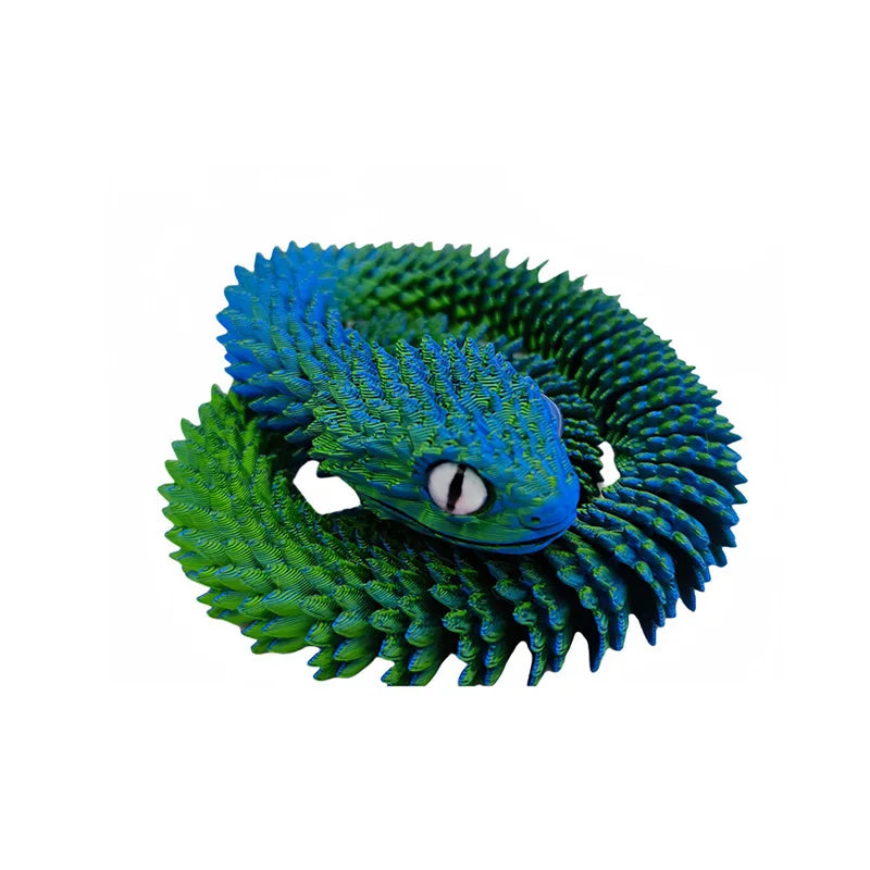3D Printed Snake Model Viper Snake Figurine Movable Joint Simulation Toys Creative Desktop Car Ornaments Colorful Crafts