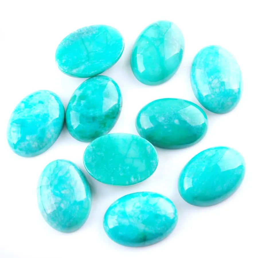 5Pcs/lot Natural Amazonite Gemstone Oval Cabochon CAB Focal Flatback Beads For Necklace Jewelry Making 15x20mm U8078