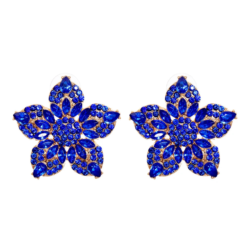 2024 Trend New Elegant Blue Big Rhinestone Earrings for Women Luxury Crystal Dangle Earrings High-quality Statement Jewelry Gift