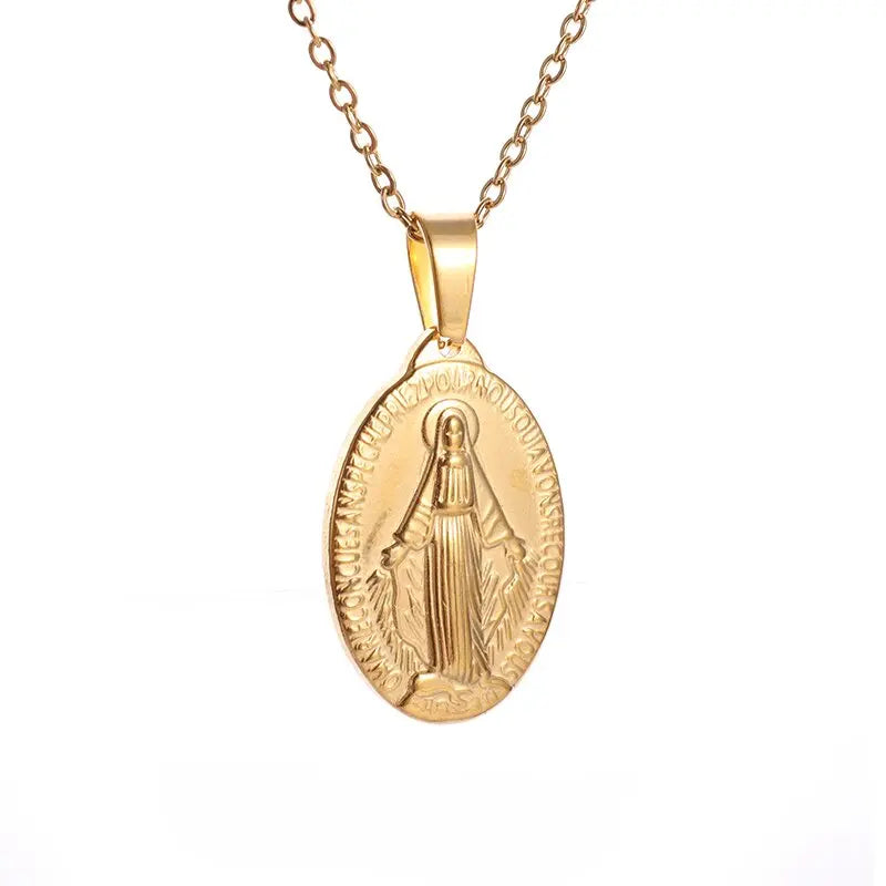 Our Lady of Guadalupe Medal Pendant Stainless Steel Virgin Mary Necklace Women\\'s Prayer Jewelry Catholic Gift
