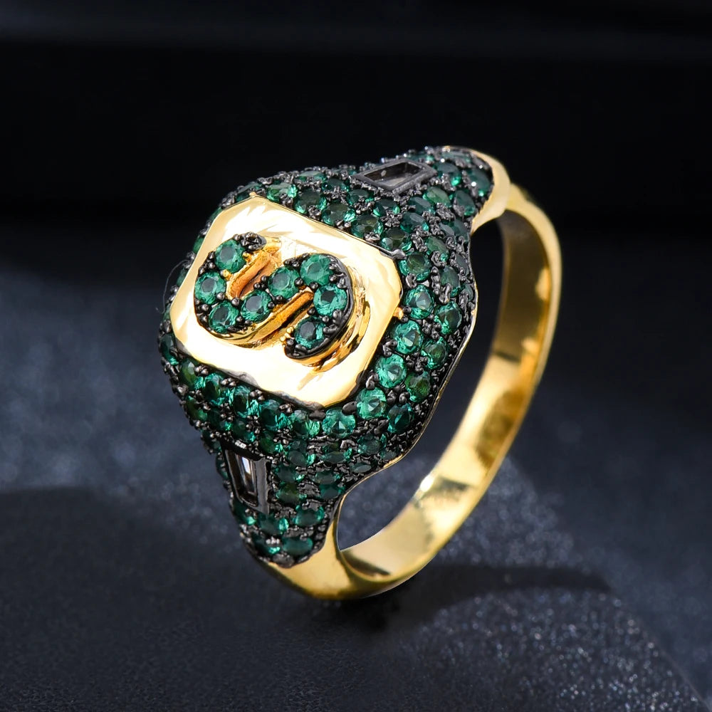 Luxury Initial Rings Geometry Cubic Zironium Engagement Dubai Naija Bridal Finger Rings Jewelry Addiction