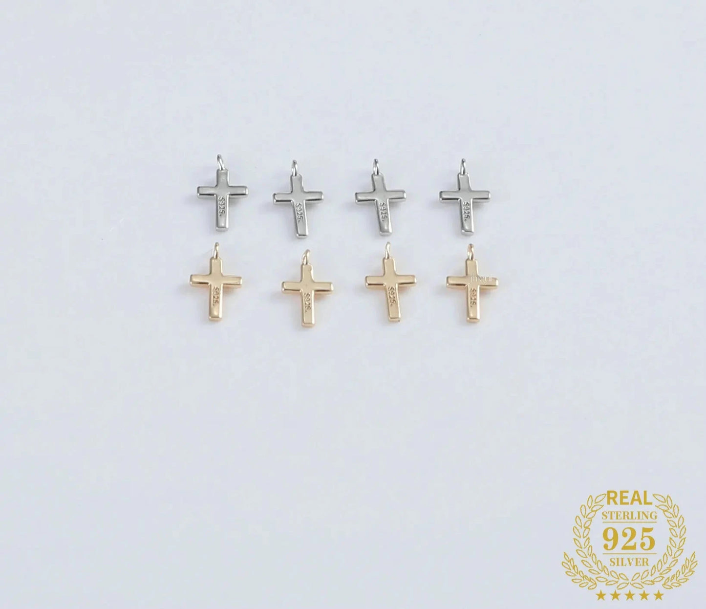 925 Sterling Silver Gold Platinum Plated Cross Charm Pendant for DIY Fine Jewelry Finding J2257
