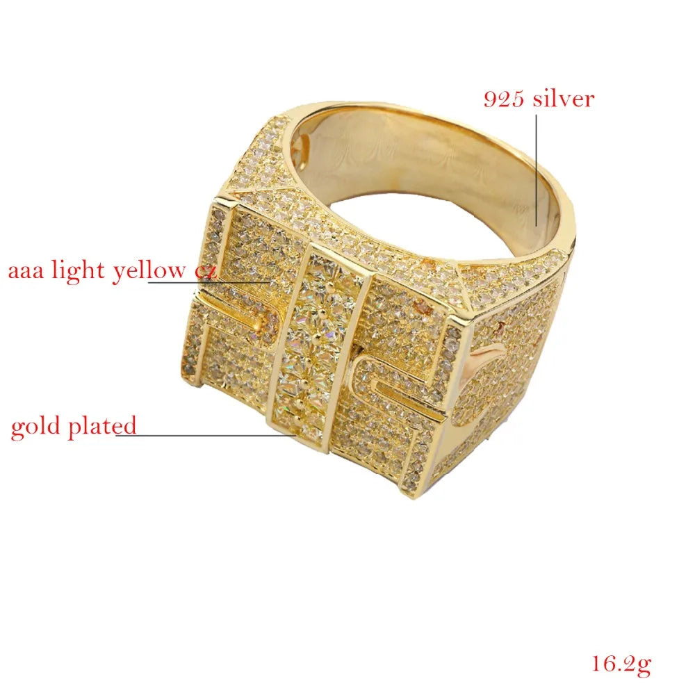 Wholesale Silver Ring for Men 925 Original Cubic Zirconia Rhodium Gold Plated Hip Hop Rings Cuban Ice Out Fine Jewelry Zircon