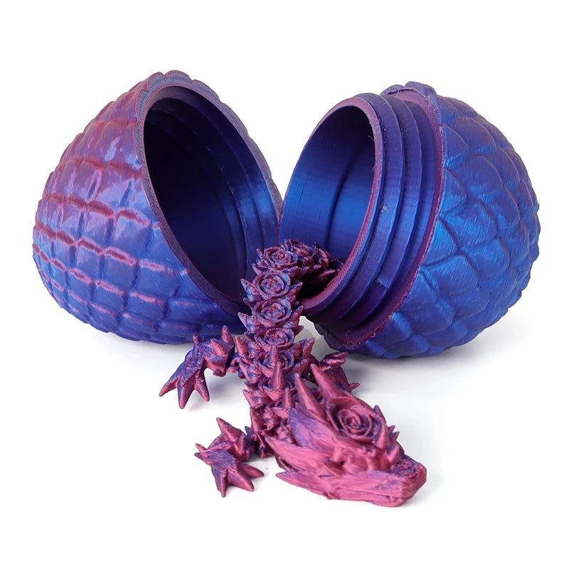 3D Printed Gem Dragon Egg Rotatable Articulated Dragons Toys Desktop Craft Ornament Gifts for Kids Office Home Table Decor